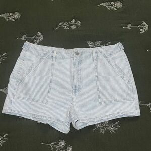 KanCan Light Blue Striped Jean Shorts